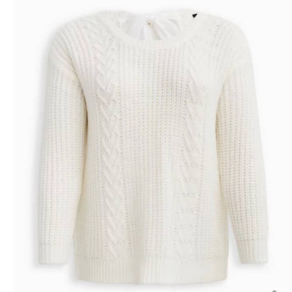 torrid Tops - TORRID NWT DROP SHOULDER PULLOVER SWEATER - CABLE HEART- OFF WHITE